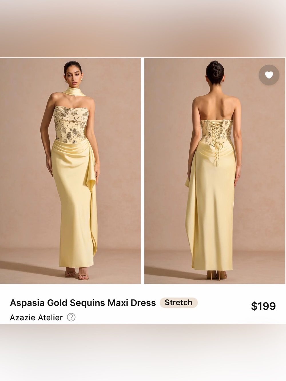 Azazie Aspasia Gold Sequins Maxi Dress